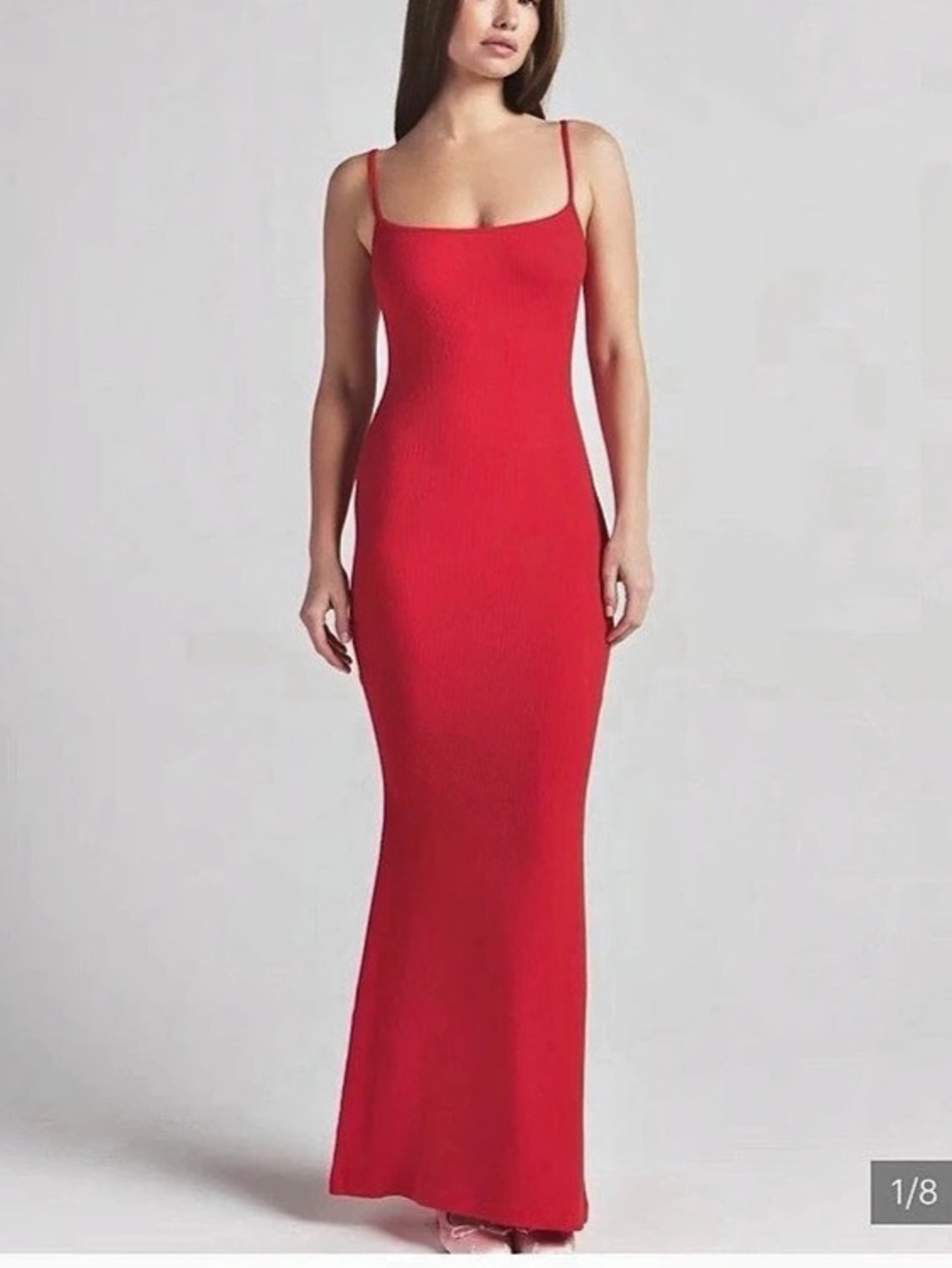 New Skims Soft Lounge Long Slip Dress Cherry red XS NWT